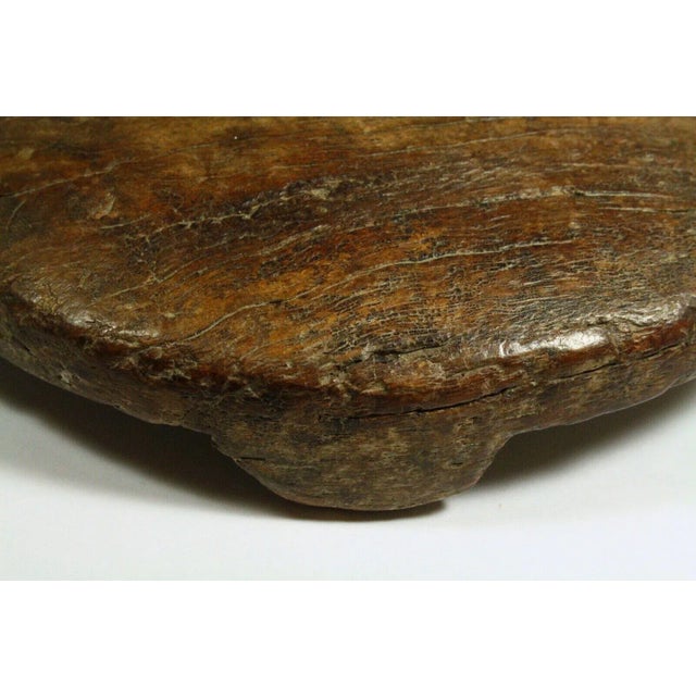 Brown 1900's Hand Carved Wood Chapati Roti Maker #2 Flat Bread Rolling Plate For Sale - Image 8 of 13