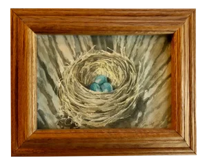 Nancy Smith Original Framed Watercolor “Nestled”