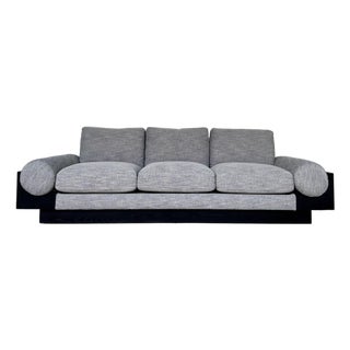Modern Gray Chevron Bolster Sofa For Sale