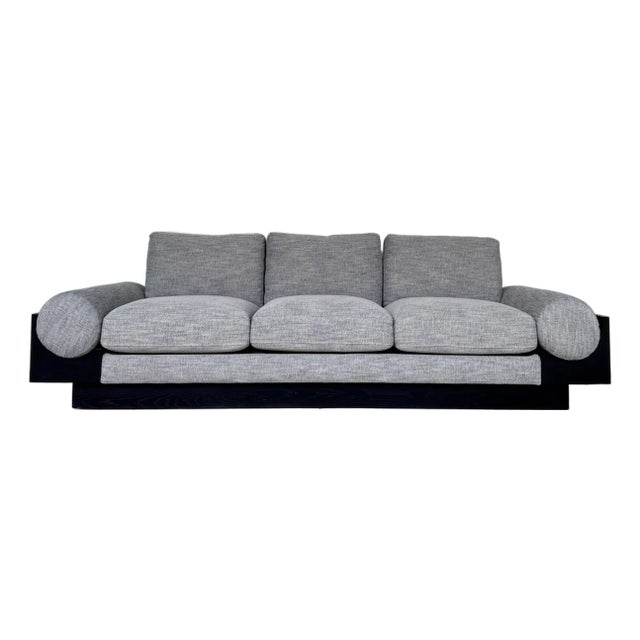 Modern Gray Chevron Bolster Sofa For Sale