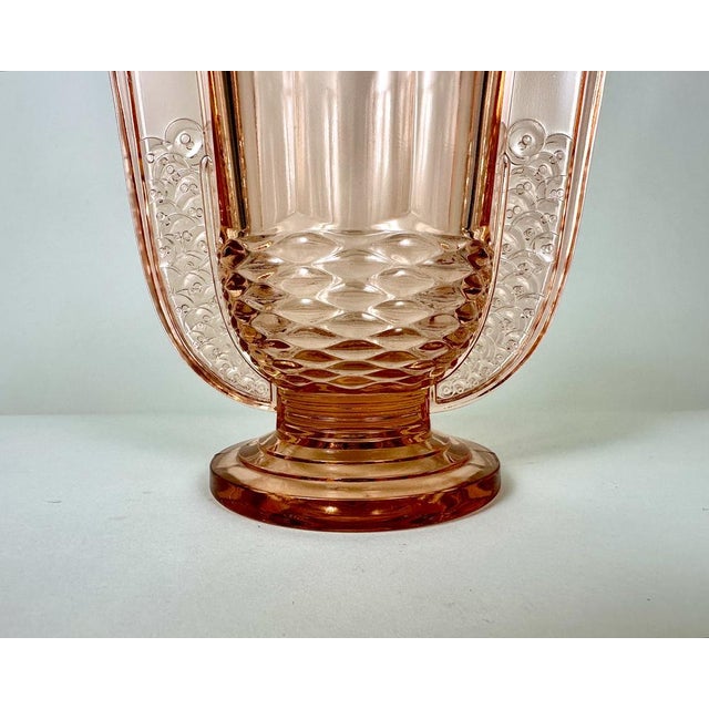 Art Deco Pink Glass Vase by Val Saint Lambert, Belgium, 1930s For Sale - Image 3 of 6