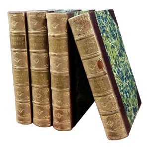 Antique Leather Wrapped Books, ‘Ancient History’ From Rollin & Other Authentic Sources - 4 Volume Set