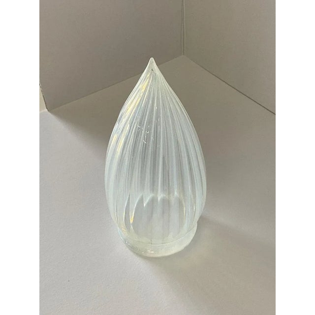 1960s Vintage Opalescent Vertical Swirl Glass Bullet Light Globe With Fitter For Sale - Image 4 of 10