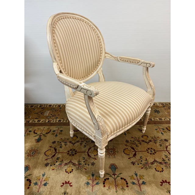 Ethan Allen French Louis XVI Style Armchairs, Pair For Sale - Image 12 of 12