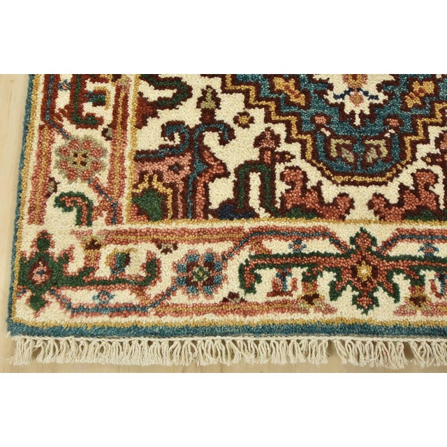 Heriz Runner 2’6” X 7’9” Blue Wool Tribal Hand-Knotted Oriental Rug For Sale - Image 9 of 12