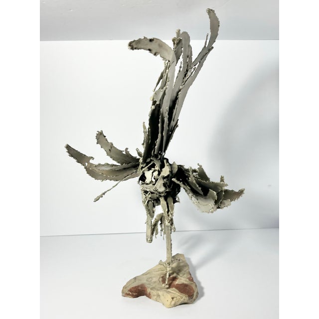 1960s Mid-Century Vintage Large Rooster Chicken Silver Metal Art Sculpture For Sale - Image 4 of 12
