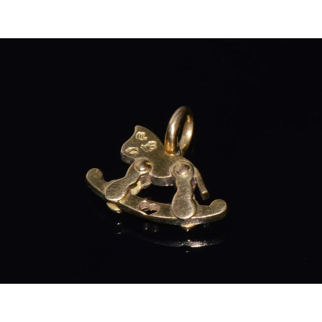 Designer Aaron Basha Natural Diamond & Enamel Solid 18k Gold Rocking Horse Charm Pendant For Sale - Image 9 of 11