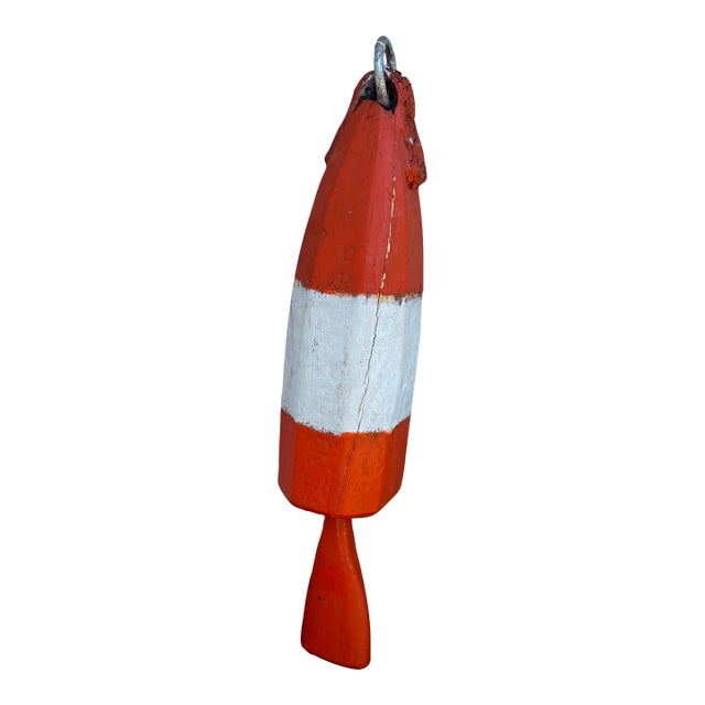 Vintage New England Coastal Nautical Orange Red Lobster Buoy For Sale