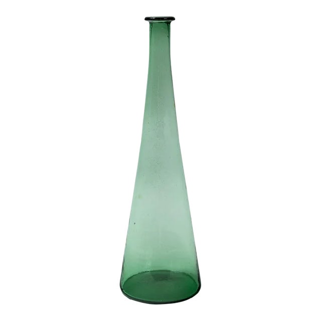 Mid-Century Green Glass Decanter, Empoli, Italy For Sale