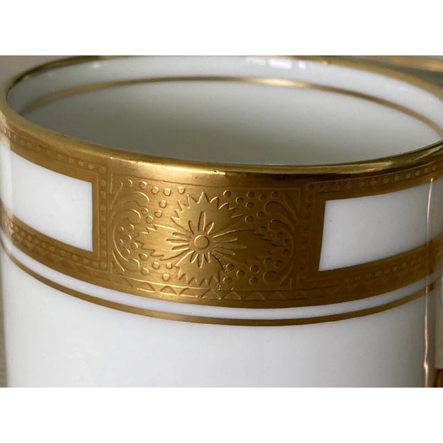 Gold Vintage Aynsley Empress Gold Embossed Trim Demitasse Cup & Saucer Set, England- 8 Pieces For Sale - Image 8 of 10