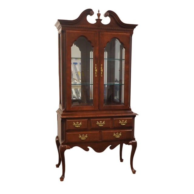 Traditional Keller Furniture Solid Cherry Traditional Style 40" Buffet W. Lighted Display China Cabinet 9672 For Sale - Image 3 of 12