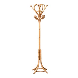 Mid-Century Italian Bamboo and Rattan Hall Tree in the Manner of Franco Albini For Sale