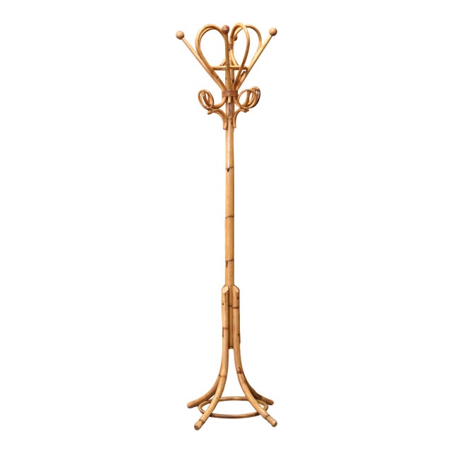 Mid-Century Italian Bamboo and Rattan Hall Tree in the Manner of Franco Albini For Sale