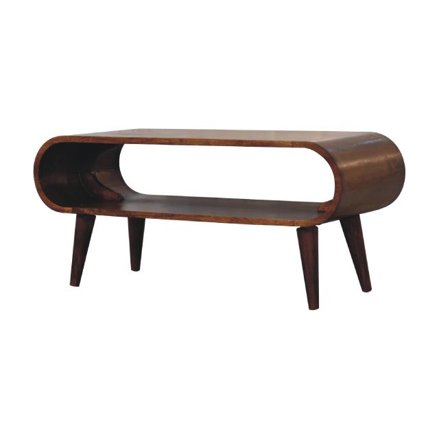 Mid-Century Modern Chestnut-Finish Mango Wood Scandinavian Coffee Table For Sale - Image 3 of 8