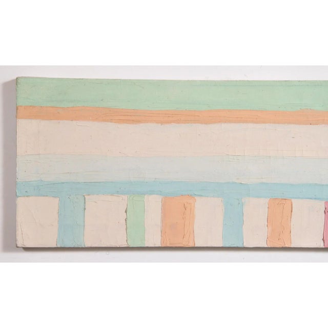 Pistachio Large Original Vintage 1980s Oil on Canvas Pastel Colored Horizontal Painting #1 For Sale - Image 8 of 12