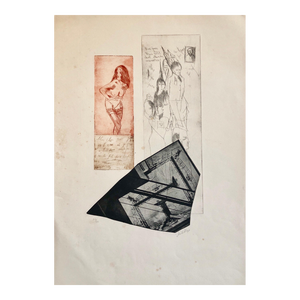 Zvi Milshtein, Erotic Nude French Surrealist Aquatint Etching Photo Collage Silkscreen Print, c.1960s