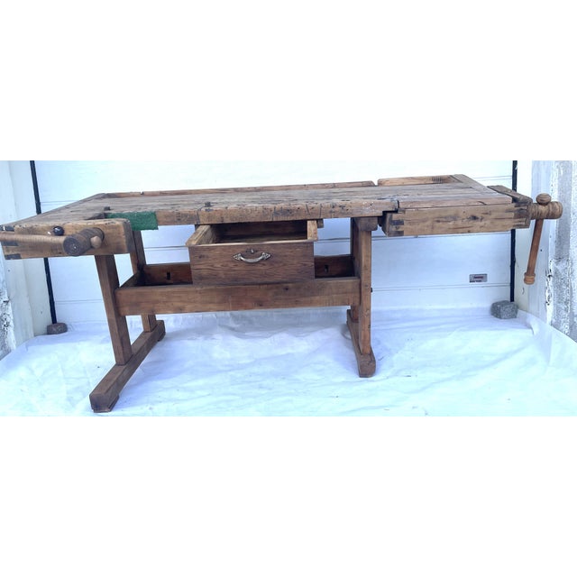 Carpenters Workbench with Drawer and Trough, 1900s For Sale - Image 12 of 18