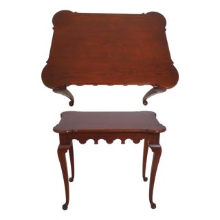 Kindel Chimney Hill Cherry Scalloped Top Tea Table For Sale