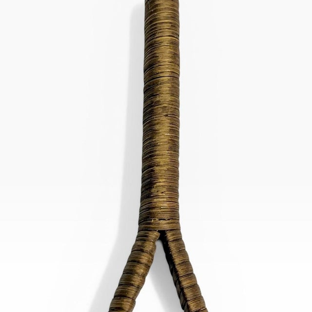 Brown Vintage French Wicker Wrapped Hand Mirror With Decorative Beaded Frame For Sale - Image 8 of 13