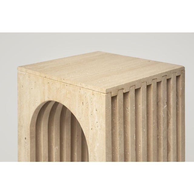 Balance Travertine Side Table by Kiwano Concept For Sale - Image 6 of 7