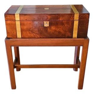 Antique Walnut American Lap Desk on Custom Made Stand For Sale