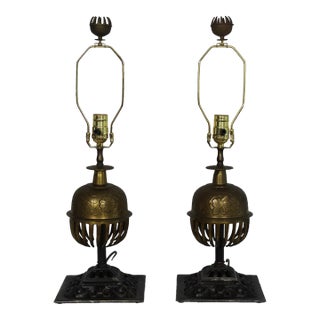 Early 20th Century Elephant Claw Cast Lamps - a Pair For Sale