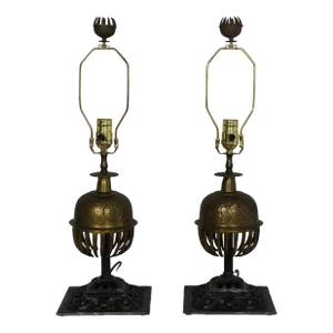 Early 20th Century Elephant Claw Cast Lamps - a Pair