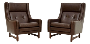 Vintage Leather Armchairs by Torbjörn Afdal for Bruksbo, 1970s, Set of 2