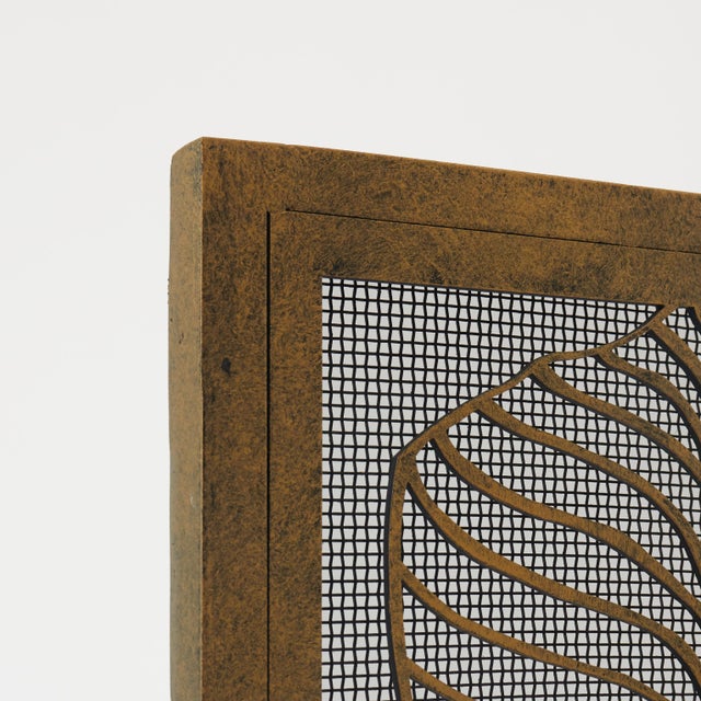 Contemporary Aged Silver Fig Leaf Fireplace Screen Iron For Sale - Image 3 of 6