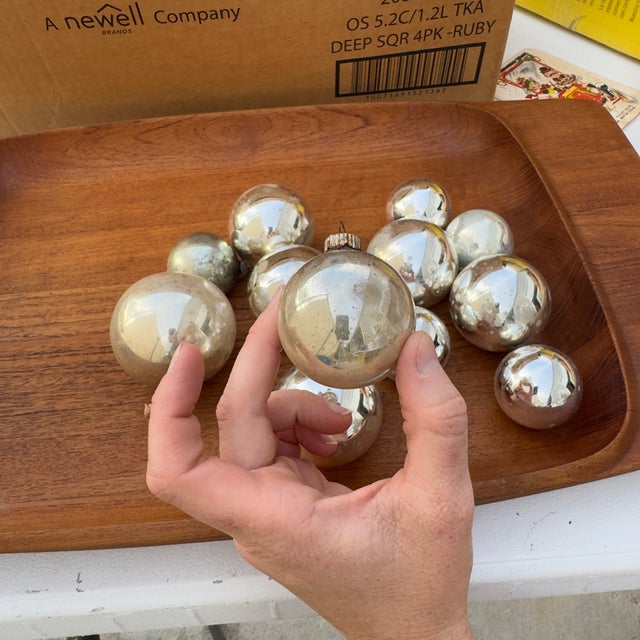 1950s Mercury Glass Silver Christmas Ornaments- Lot of 12 For Sale - Image 4 of 9