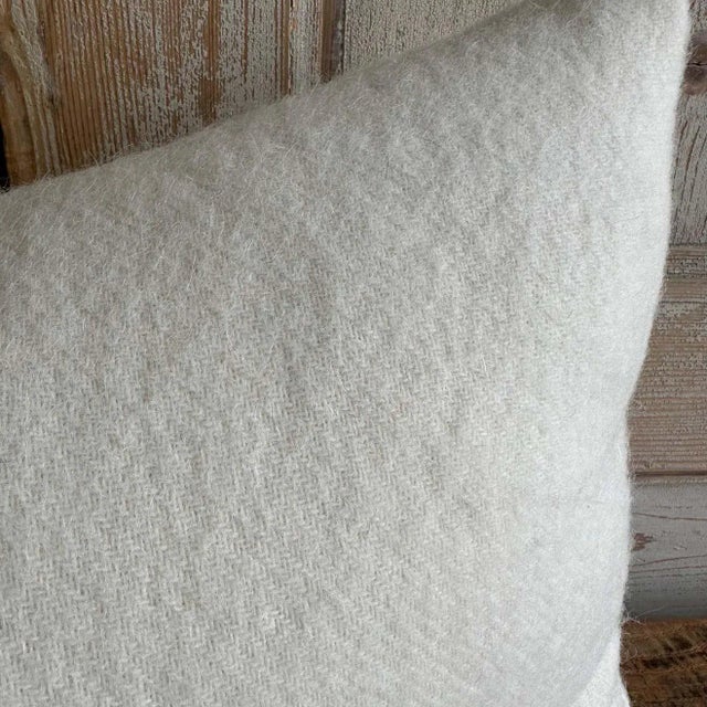 Custom Made Snow White Alpaca Wool Lumbar Pillow With Insert For Sale - Image 4 of 6