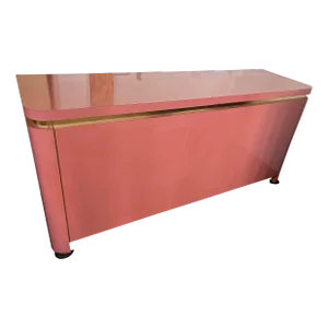 1980 Blush Pink Laminate Storage Cabinet Chest
