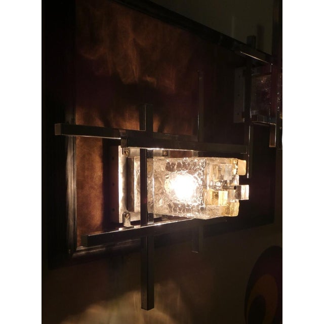 Mid-Century Modern Vintage Murano Glass and Steel Wall Lights by Albano Poli for Poliarte, 1960s, Set of 2 For Sale - Image 3 of 18