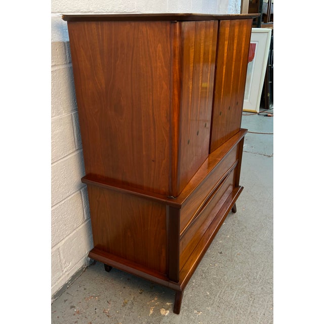 Brown Mid-Century Modern Walnut Highboy Dresser For Sale - Image 8 of 18