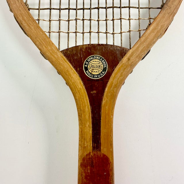1905 Antique Americana Boho Chic Wood Tennis Rackets Home Accents - A Pair. For Sale - Image 13 of 17