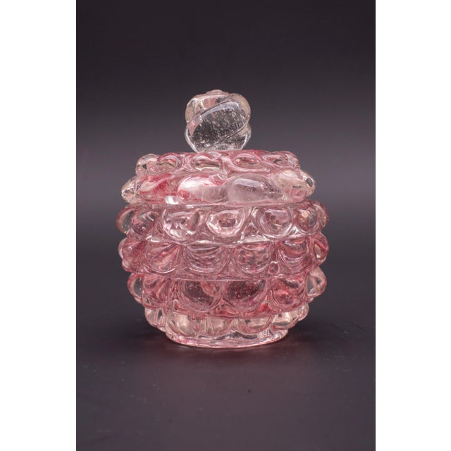 Extraordinary and unique rare pink lens series vase by Barovier and Toso glassworks, period 1940. The vase is 12...