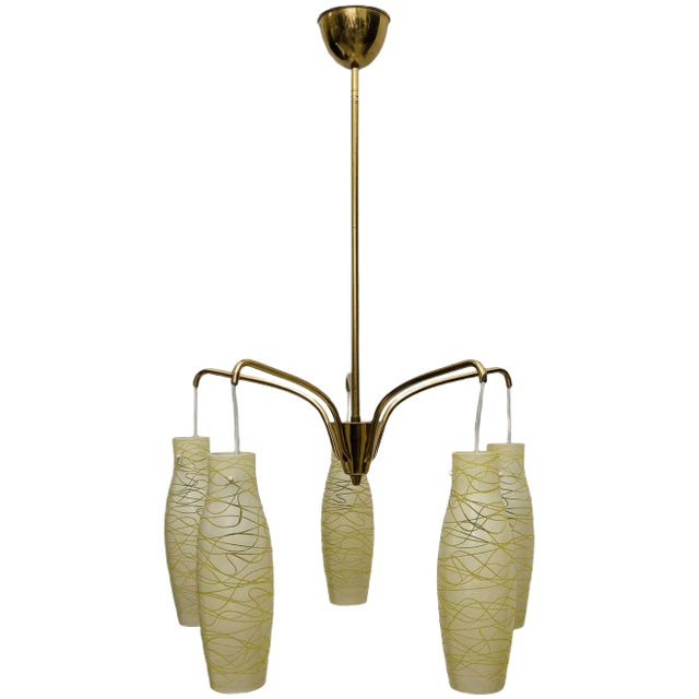 Italian Chandelier with Original Glass, 1960s For Sale
