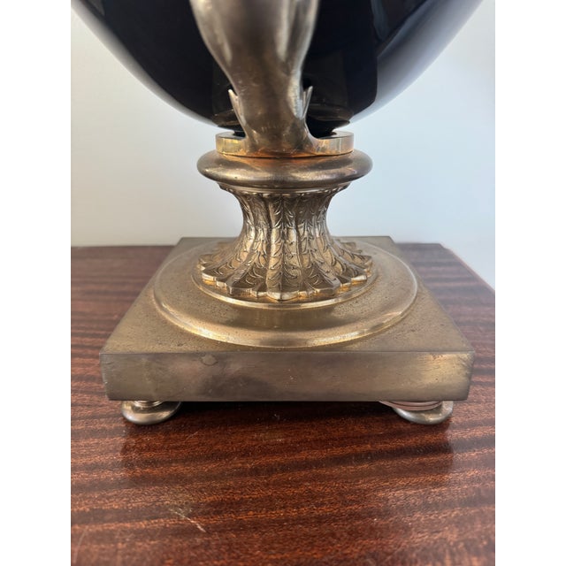 Black 1990 Chapman French Empire Style Black Brass Table Lamp For Sale - Image 8 of 12