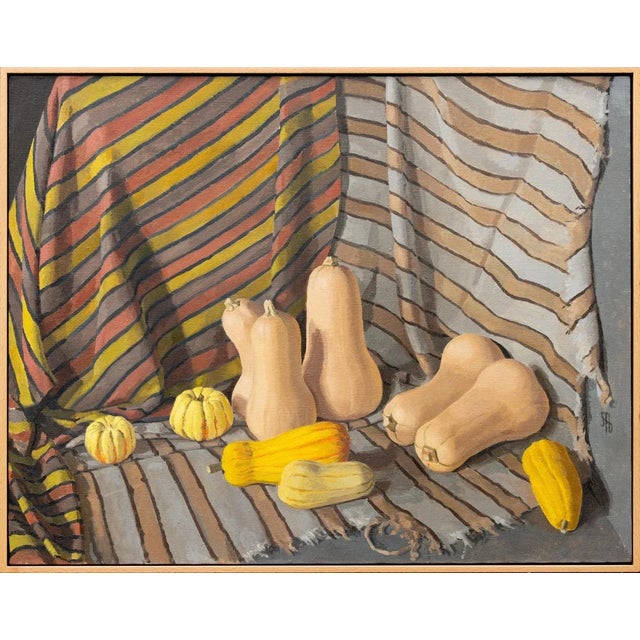 "Healthy Food With Stripes" Contemporary Still Life Oil Painting, Framed For Sale