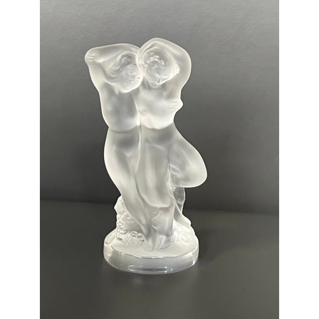 Art Nouveau Lalique France Crystal Figurine Two Lovers For Sale - Image 3 of 9