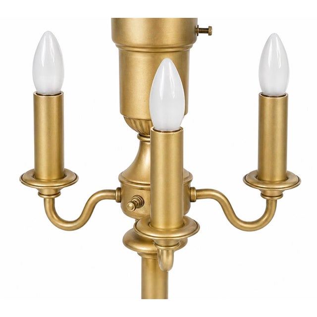 Late 20th Century Classic Sunlit Brass Torchiere Floor Lamp With Integrated 3-Light Candelabra — 59” H For Sale - Image 4 of 9