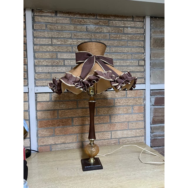 Wood with amber glass and gold accents