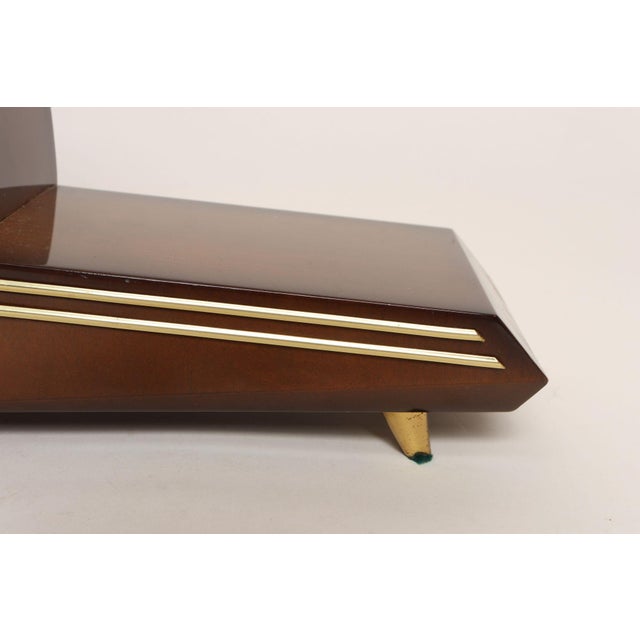 German Art Deco Mahogany and Brass Mantle Clock With Key by Emes For Sale - Image 17 of 18