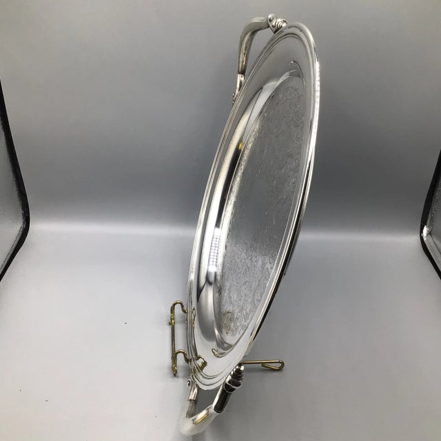 Oneida Round Silver Plated Tray With Handles - 1970 For Sale In Sacramento - Image 6 of 13