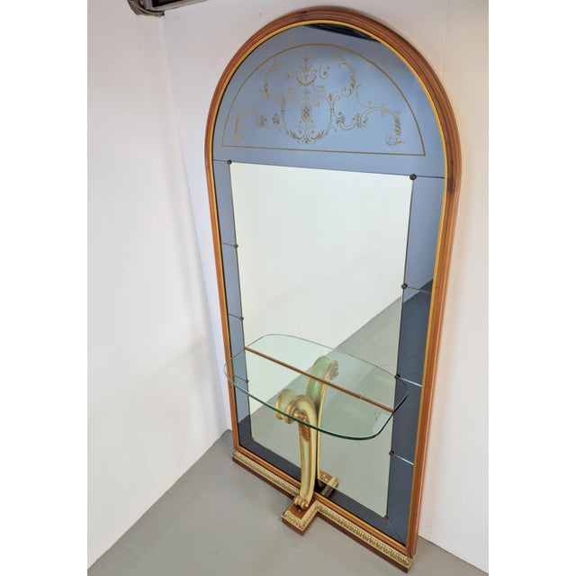 Vintage Floor Mirror with Console Table from Cristal Art, Italy, 1960s For Sale - Image 11 of 18