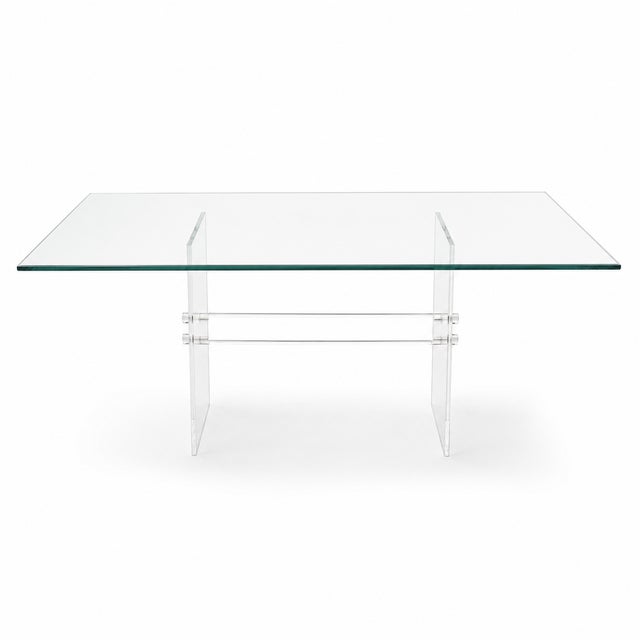 Vintage Mid-Century Modern Frosted Design Lucite Dining Table Base For Sale - Image 9 of 9