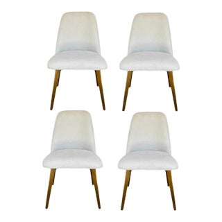 Modern White and Gold Dining Chairs Set of 4 For Sale
