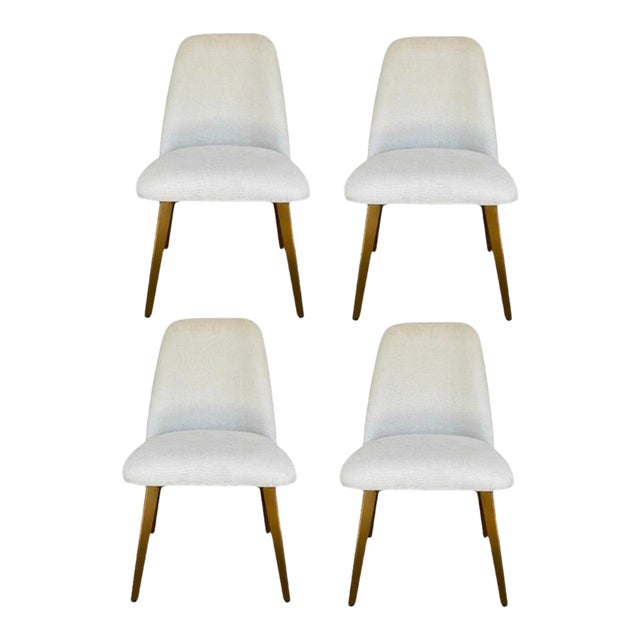 Modern White and Gold Dining Chairs Set of 4 For Sale