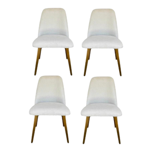 Modern White and Gold Dining Chairs Set of 4