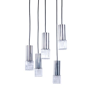 Vintage Glass and Chrome Cascade Pendant Lamp, 1960s For Sale